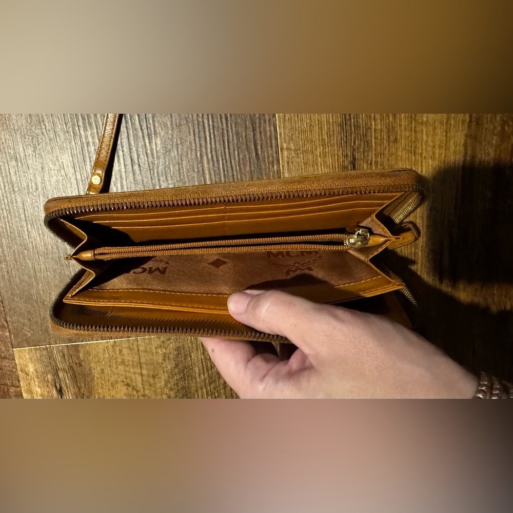 MCM Cognac Leather Long Zippy Organizer/Wallet with Wristlet Strap - Picture 12 of 13